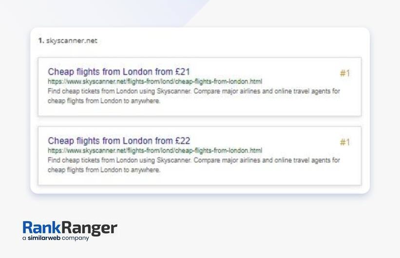 Rank Ranger showing search snippets