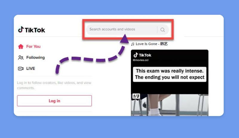 The TikTok search bar