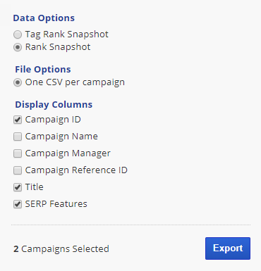 Select export data type