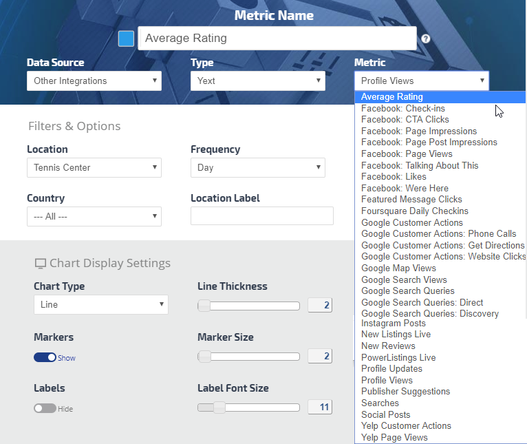 Yext Metric Options 