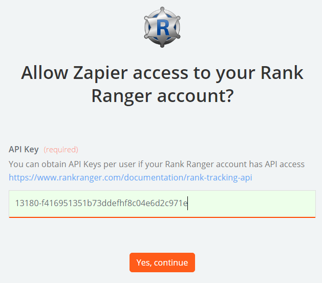 Authorize Rank Ranger account with API Key