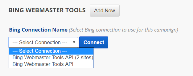 select a Bing connection