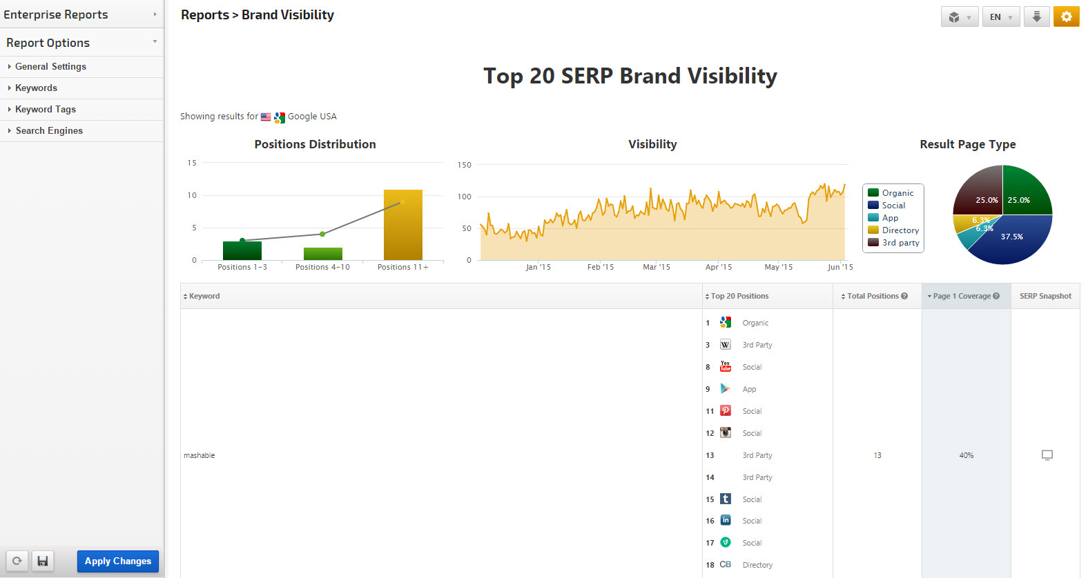 Brand Visibility Report Top 20 SERP Positions