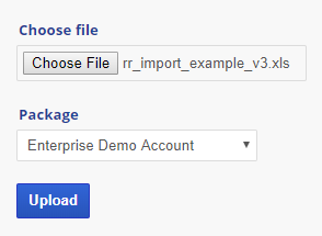 file and package selected click upload