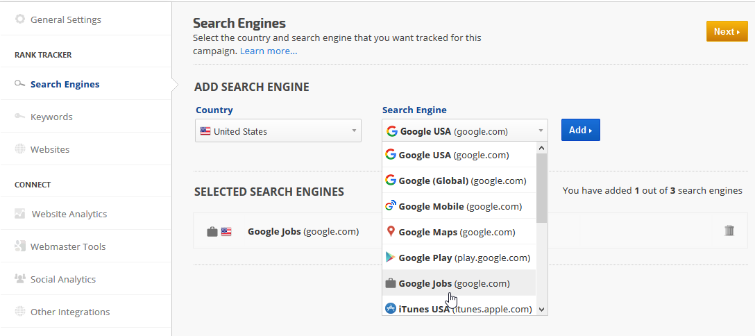 track rank on Google Jobs search engine