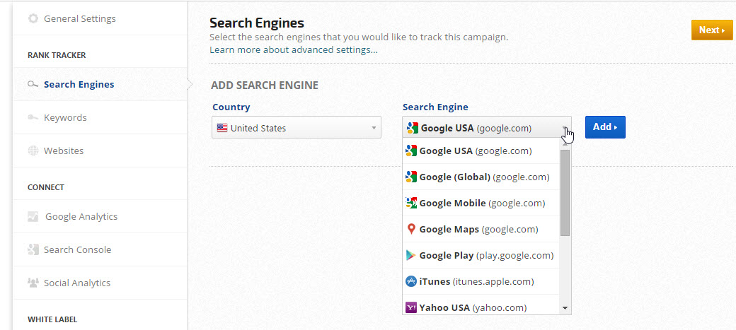 select country and search engine
