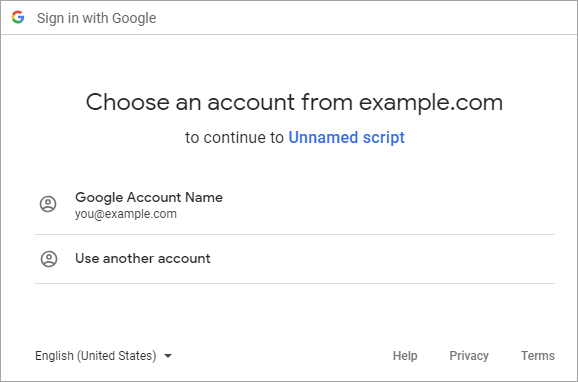 select Google account