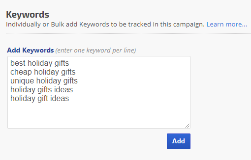 add keywords to campaign
