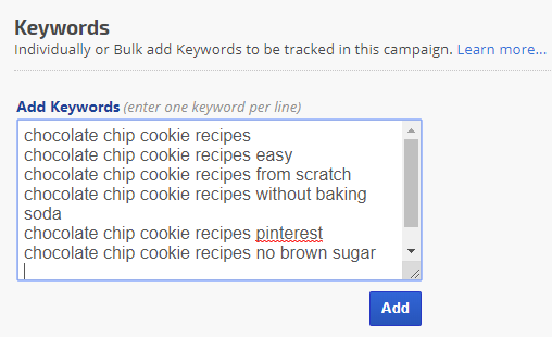 Add Keywords to campaign