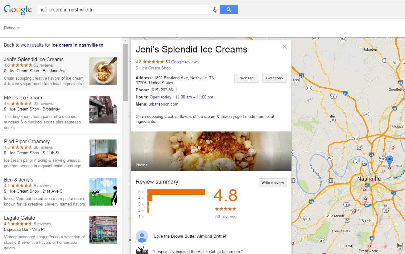 Kết quả kinh doanh địa phương trong Google Tìm kiếm