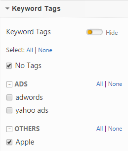 Select Keyword Tags