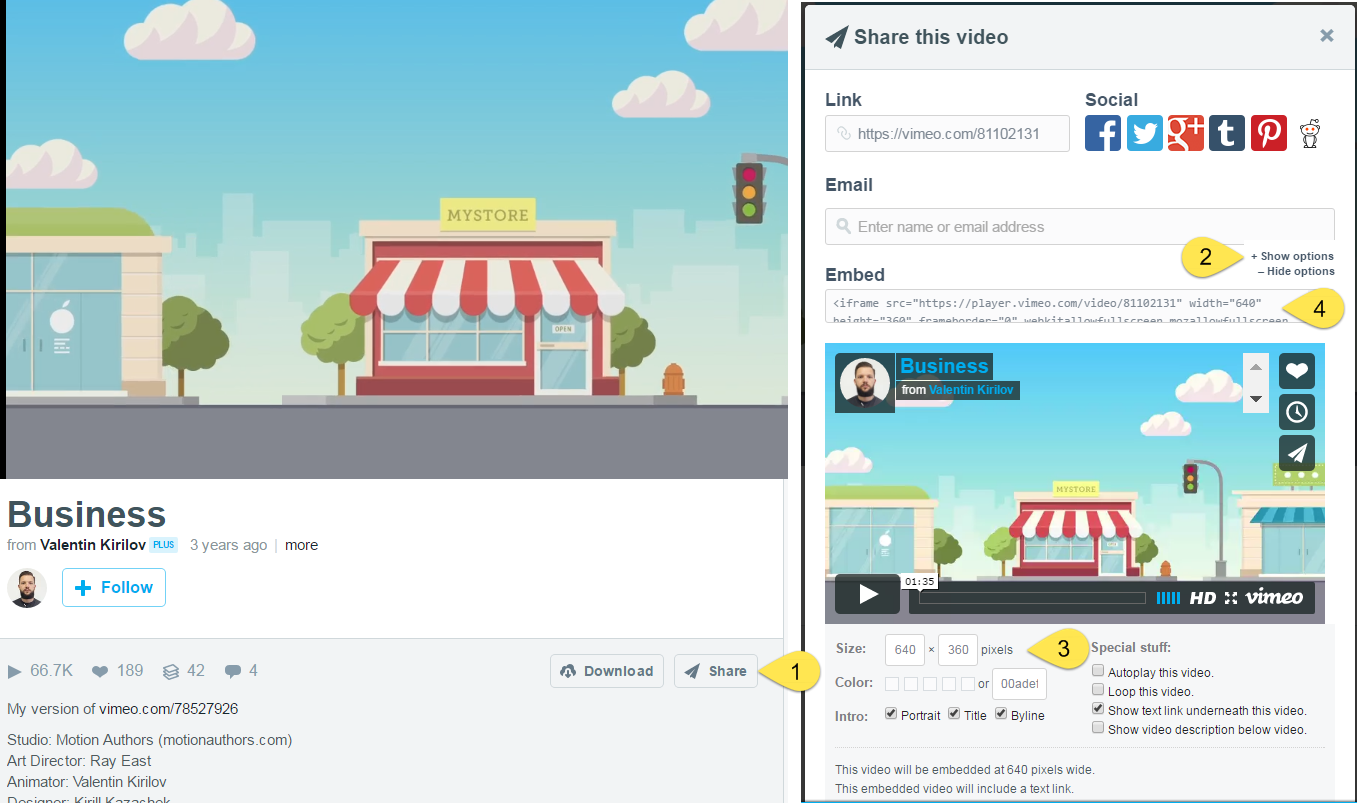 embed a Vimeo video in marketing dashboard