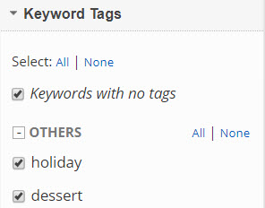 select keyword tag filters