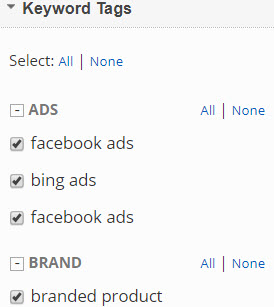 Keyword tags