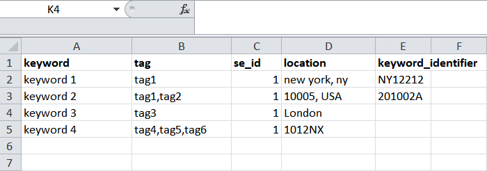 Populating Keywords into Excel