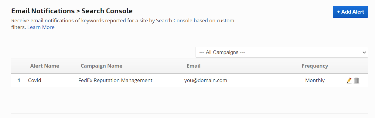 Search Console Email Notifications