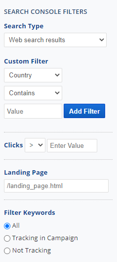 Search Console Filters