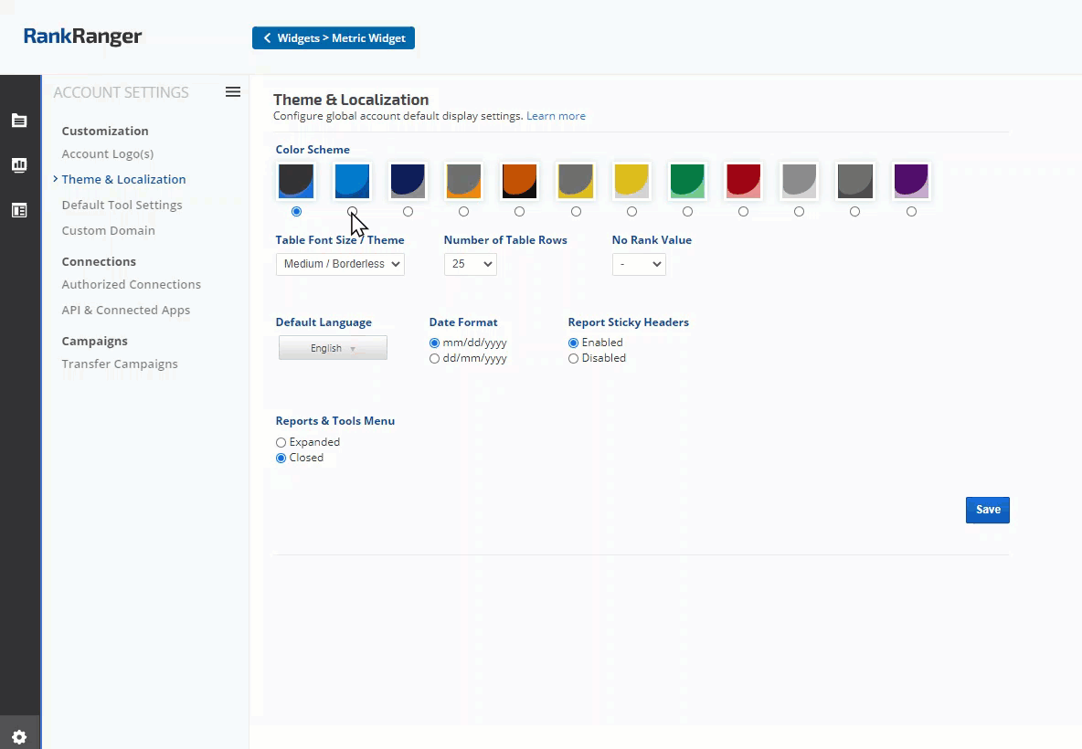 theme color options