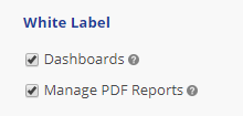 User white label dashboard settings