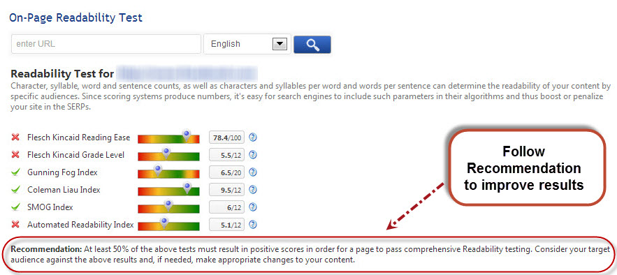 On-Page Readability Test