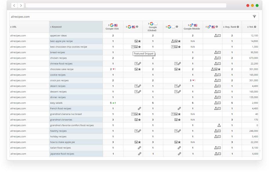 search engines rank report